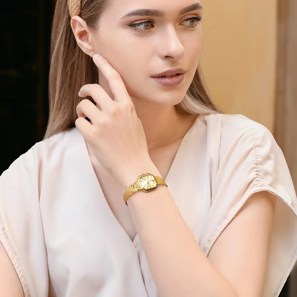 Gold Octagonal Watch