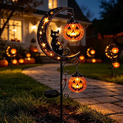 Black Cat Pumpkin Garden Lamp