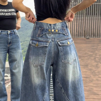 Thin Wide-Leg Straight Jeans
