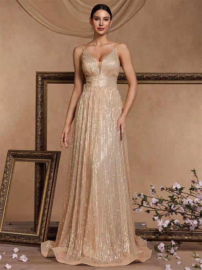 Sequin V-Neck  Mermaid Formal Wedding