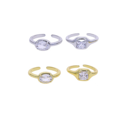 Oval CZ Adjustable Mood Ring