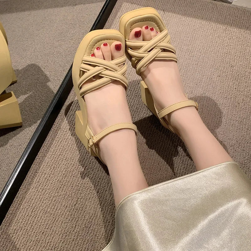 Buckle Square Heel Sandals