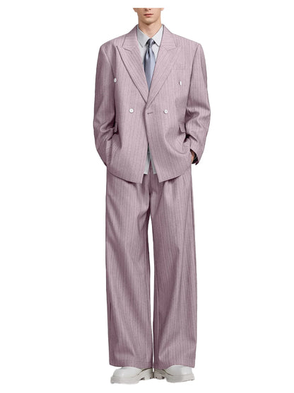 Pinstripe Double-Breasted Wide-Leg Suit