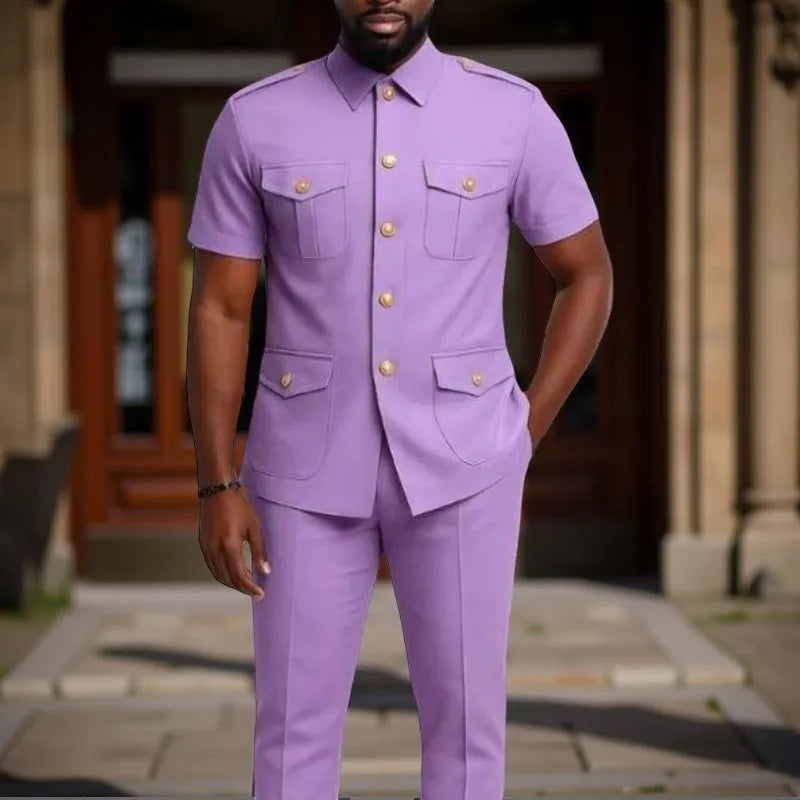 Light Purple Safari Folder-Lapel Suit