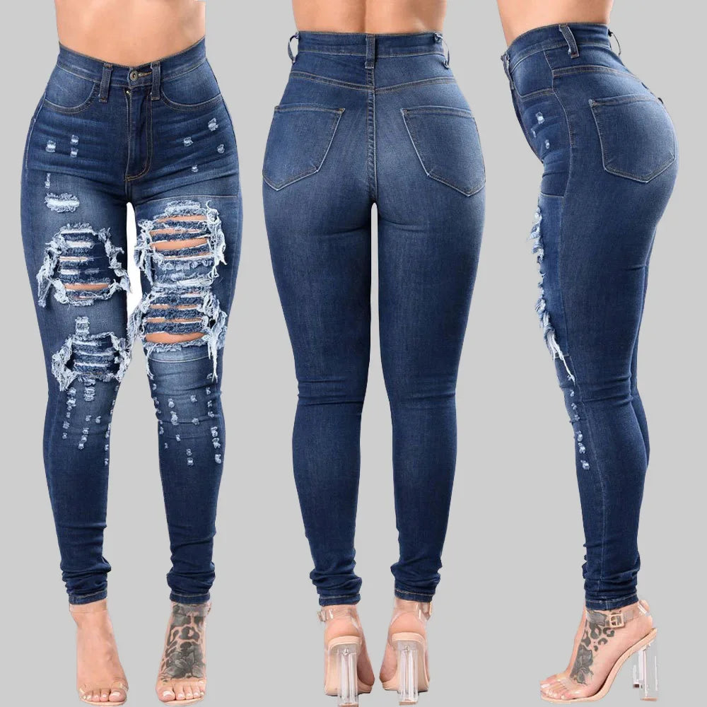 High Waist Ripped Skinny Jeans