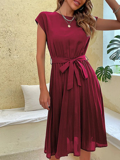 Pleated Flying-Sleeve Dress