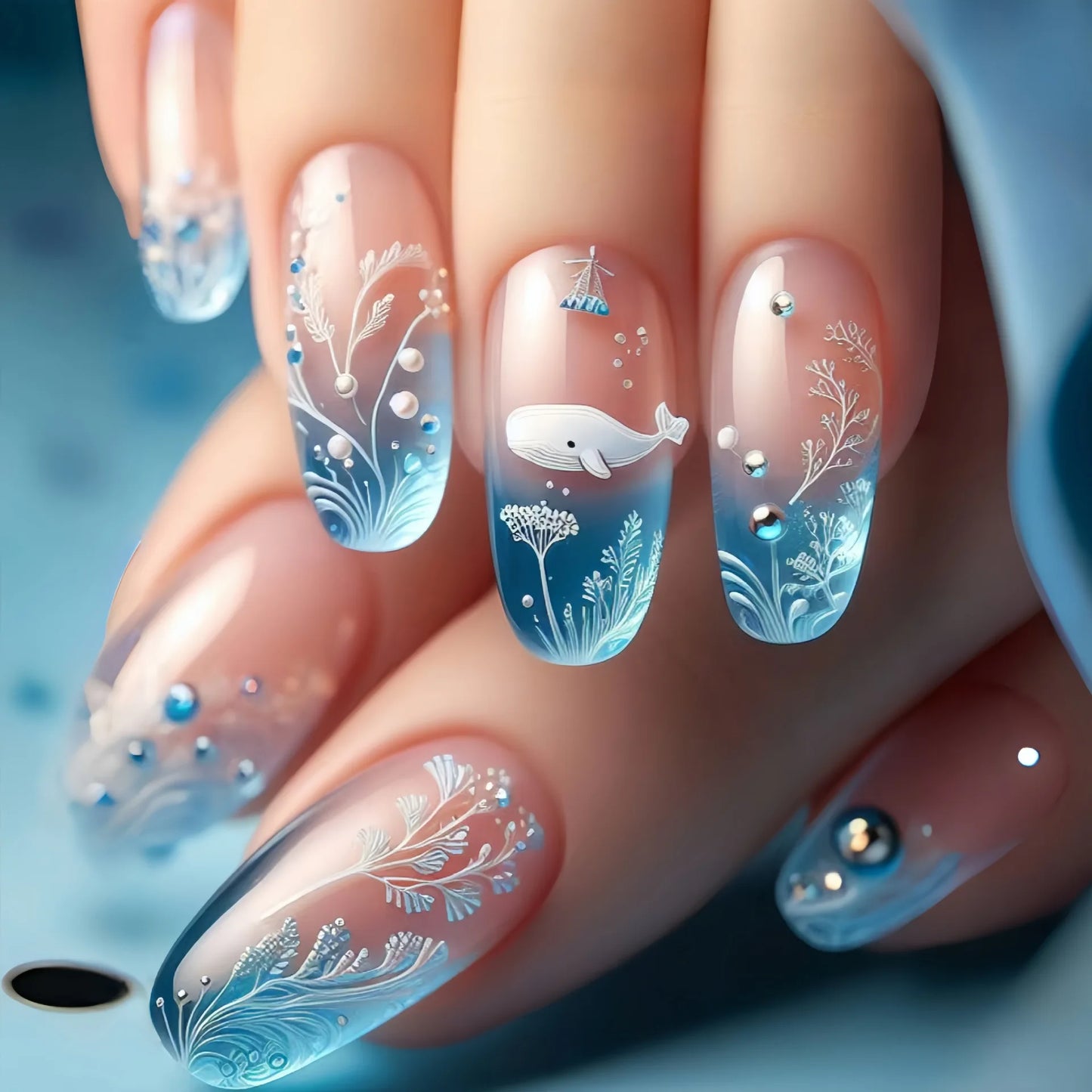 Ocean Blue Press Nails