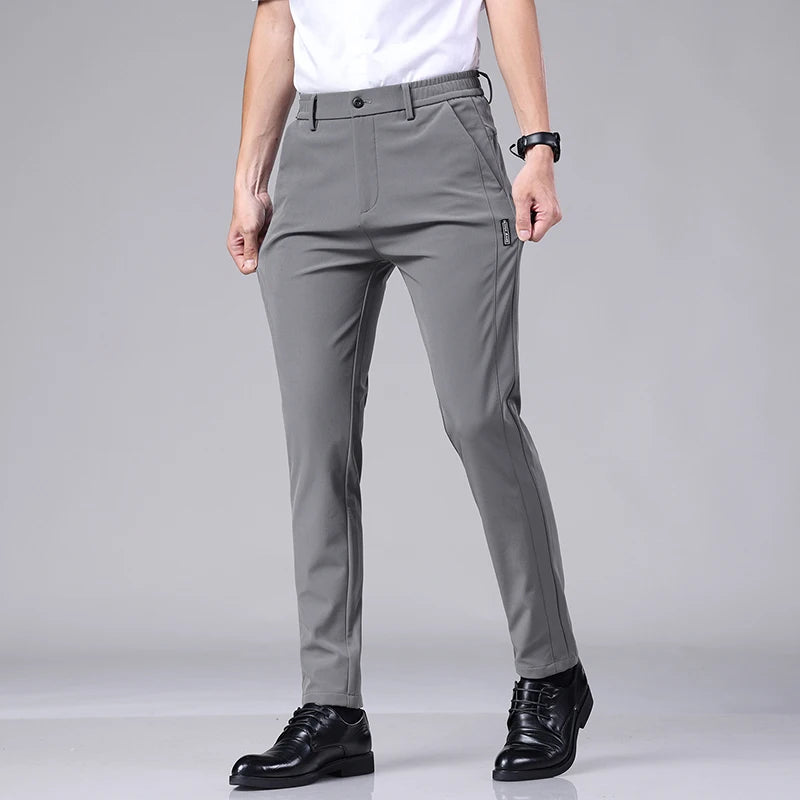 Ice Silk Slim Straight Trousers
