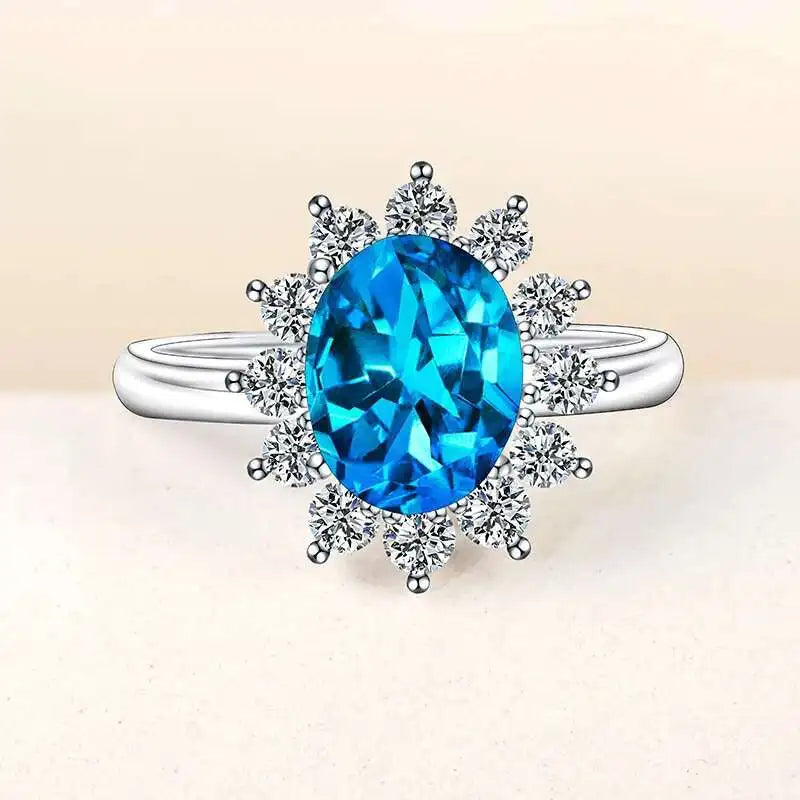 Floral Topaz Zircon Ring