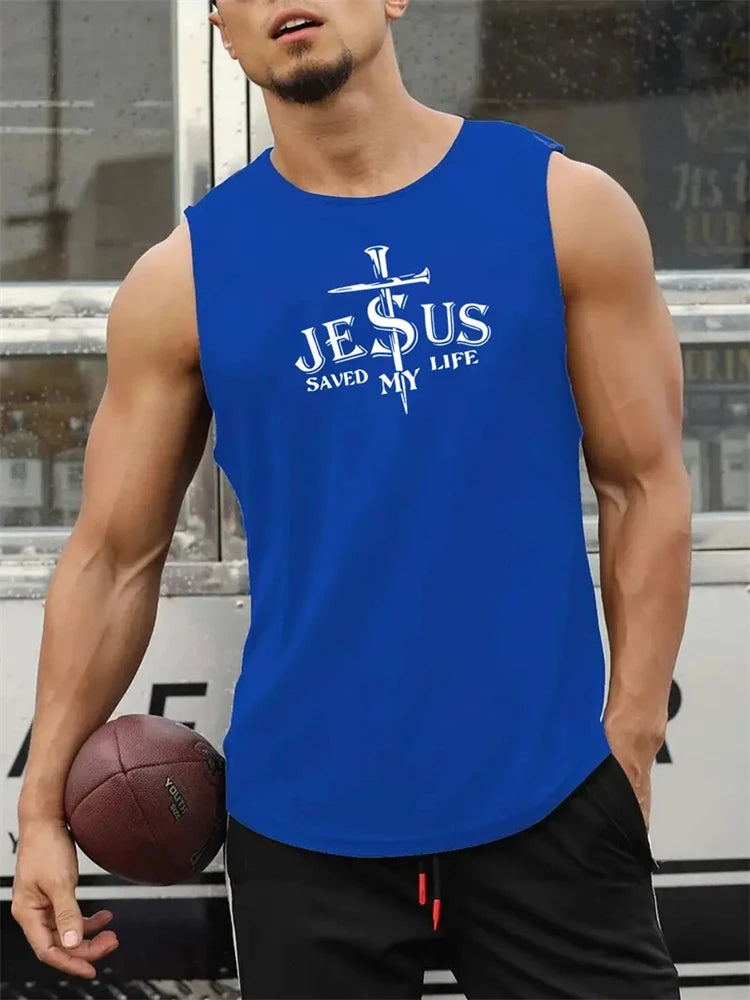 Cross Print Streetwear Tank Top