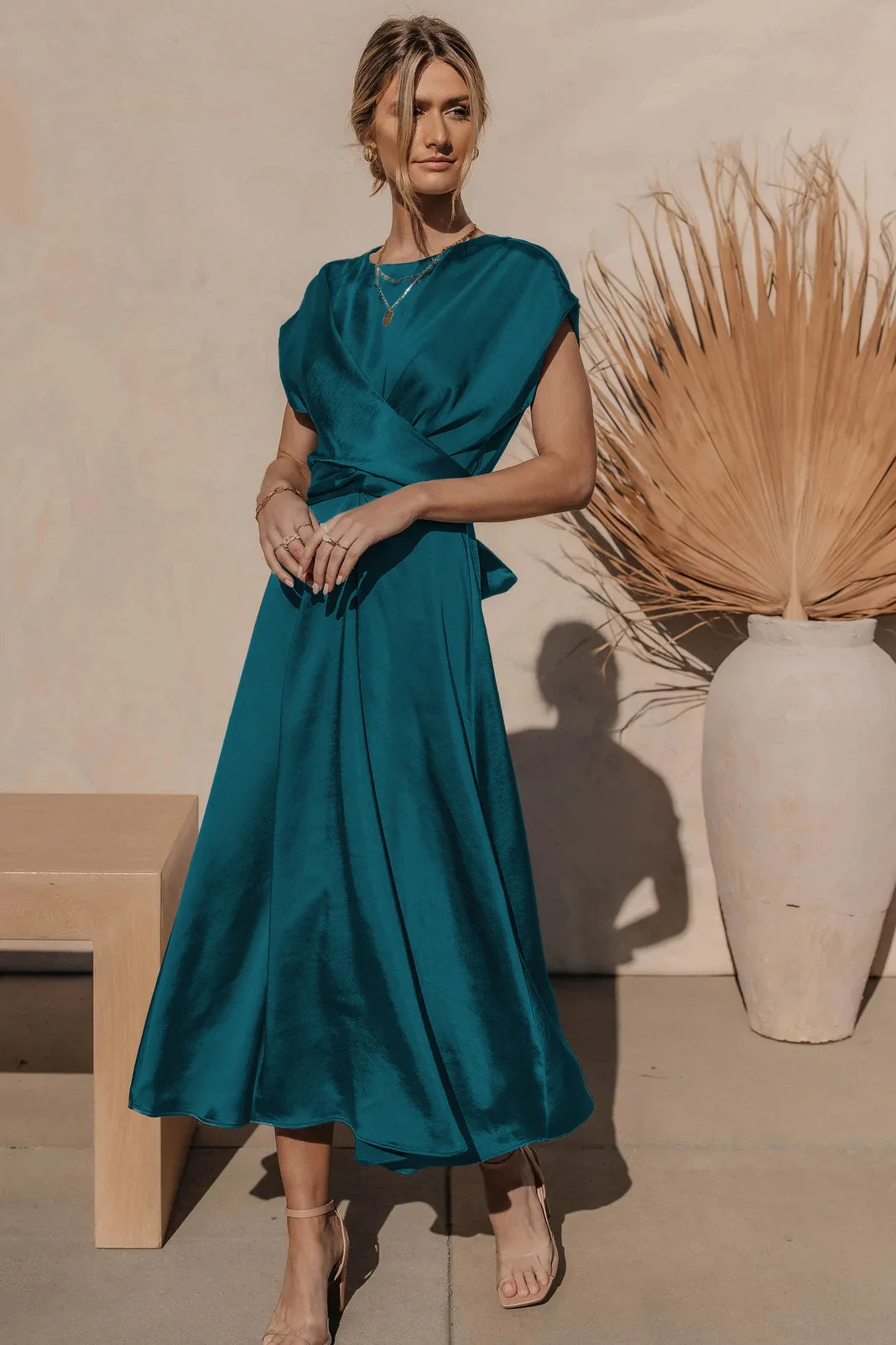 Satin Sash Evening Dress