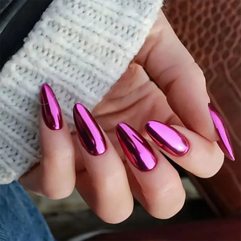 Wine Red Almond Press On Nails