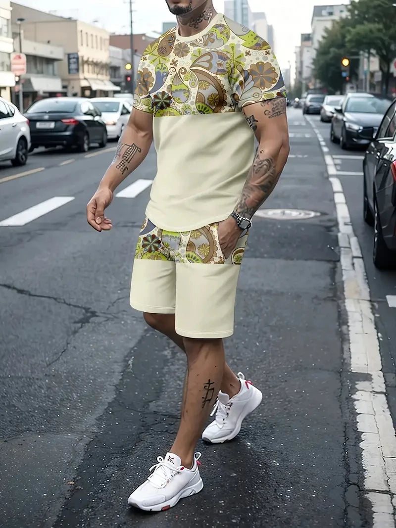 Letter Print T-Shirt Shorts Set