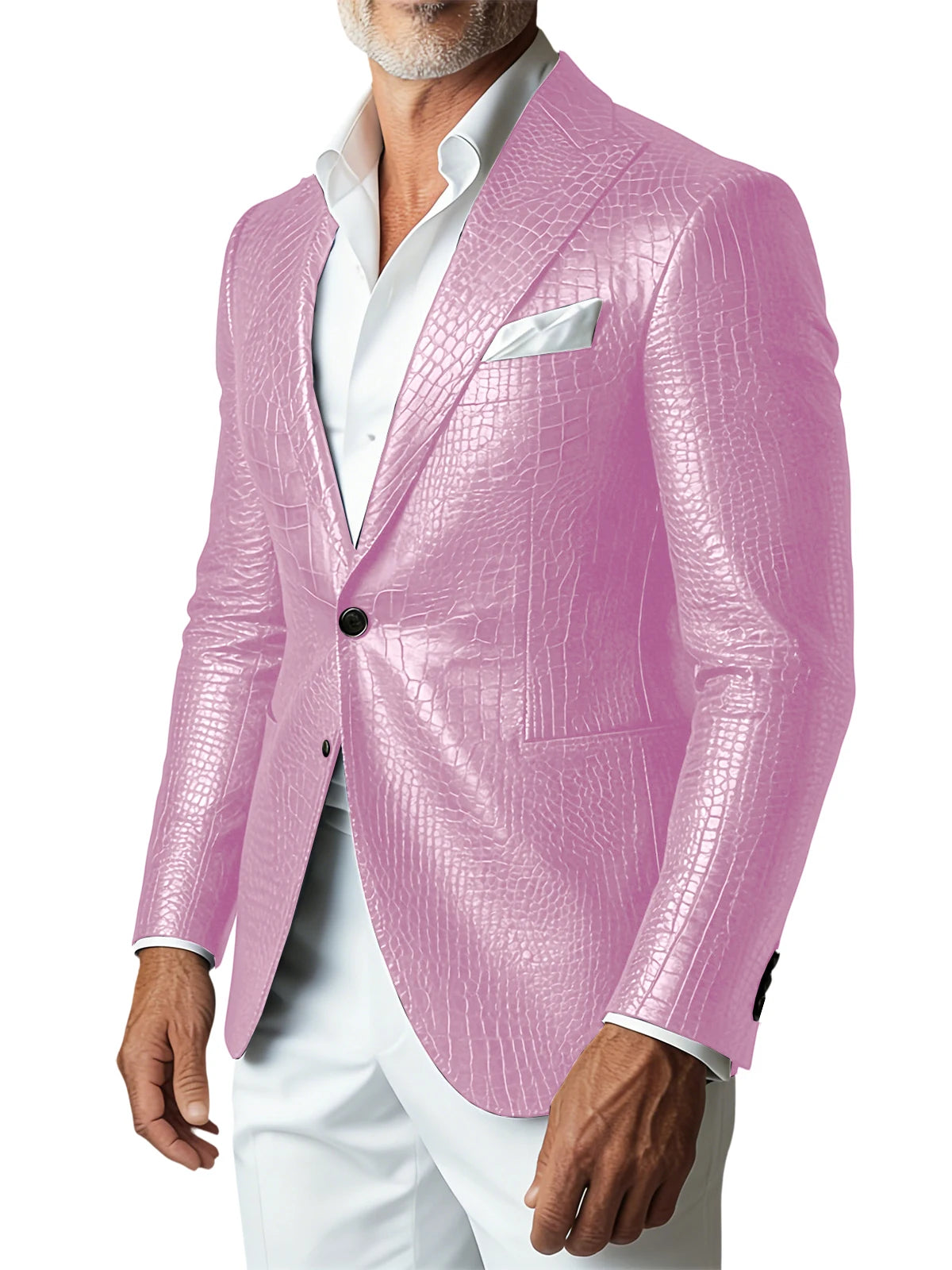 Crocodile PU Leather Suit Blazer