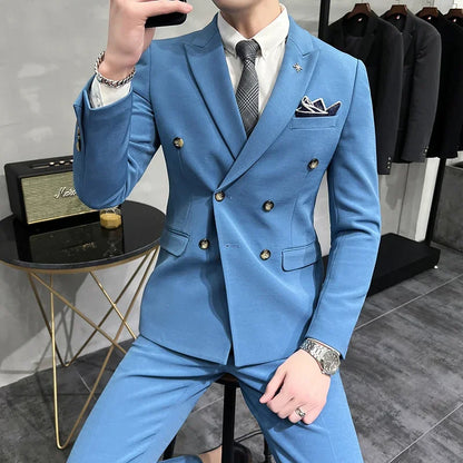Double-Button Business Office Suit Set