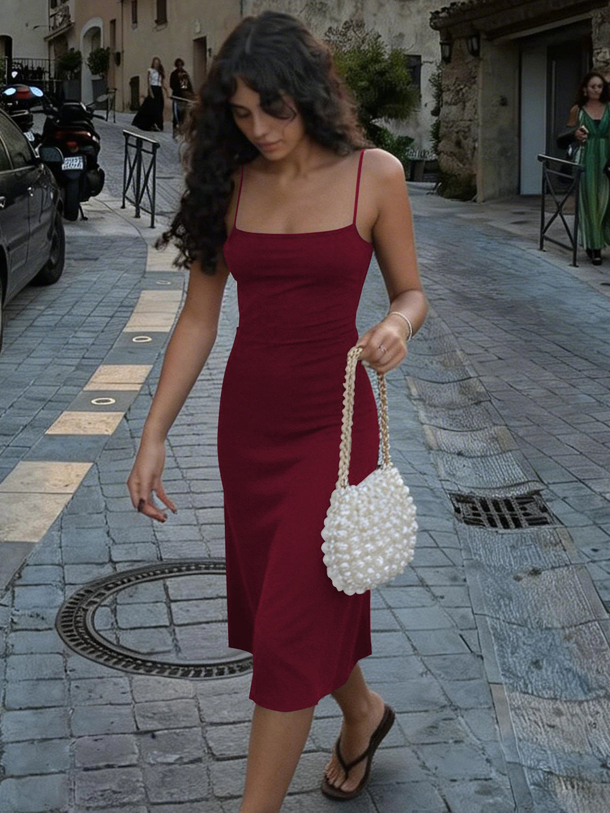 Backless Viscose Slip Dress