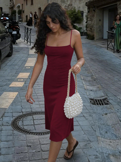 Backless Viscose Slip Dress