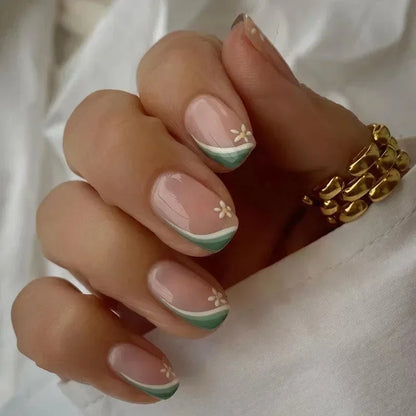 Pink Floral Press On Nails