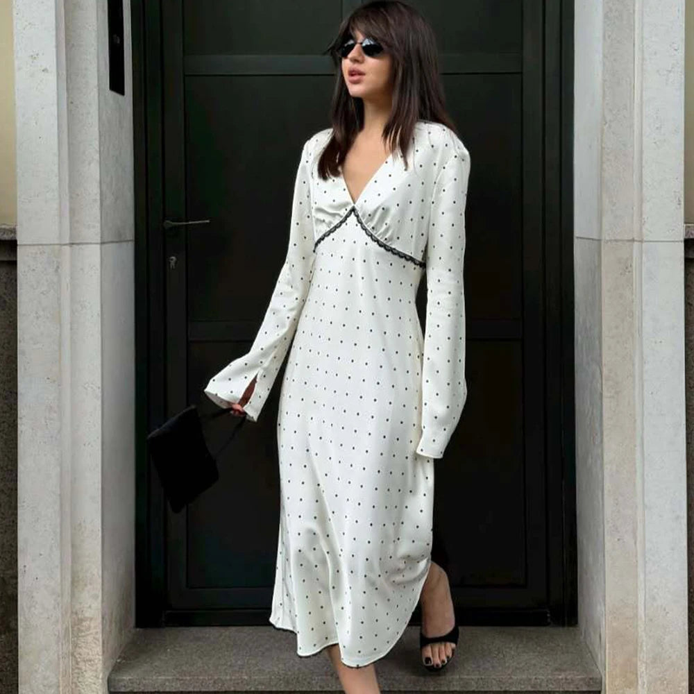 High-Waist Polka Dot Dress