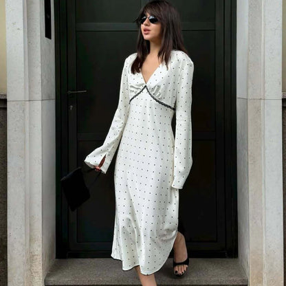 High-Waist Polka Dot Dress