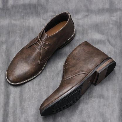 Leather Retro Ankle Boots