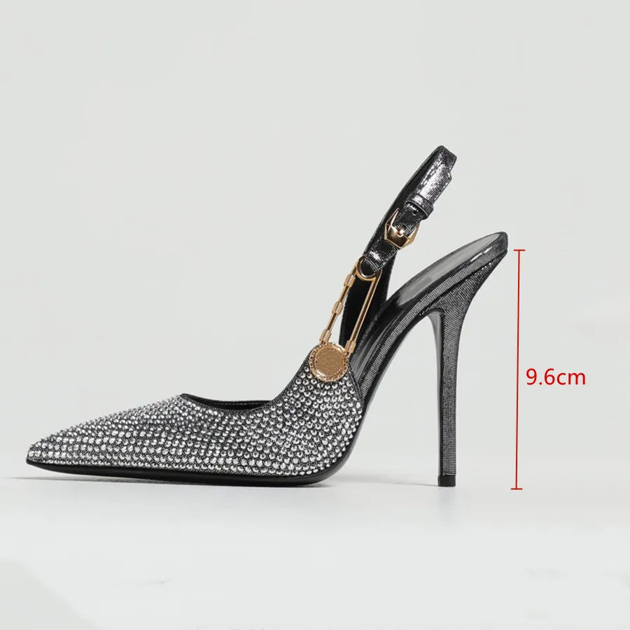 Rhinestone Sequined Slingbacks