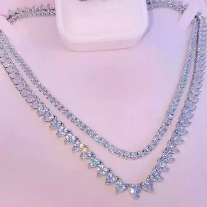 Heart CZ Tennis Necklace