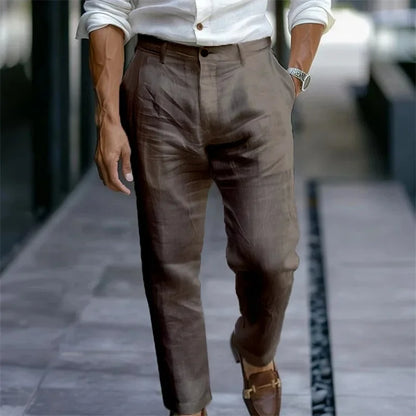 Linen Diagonal Pocket Loose Trousers