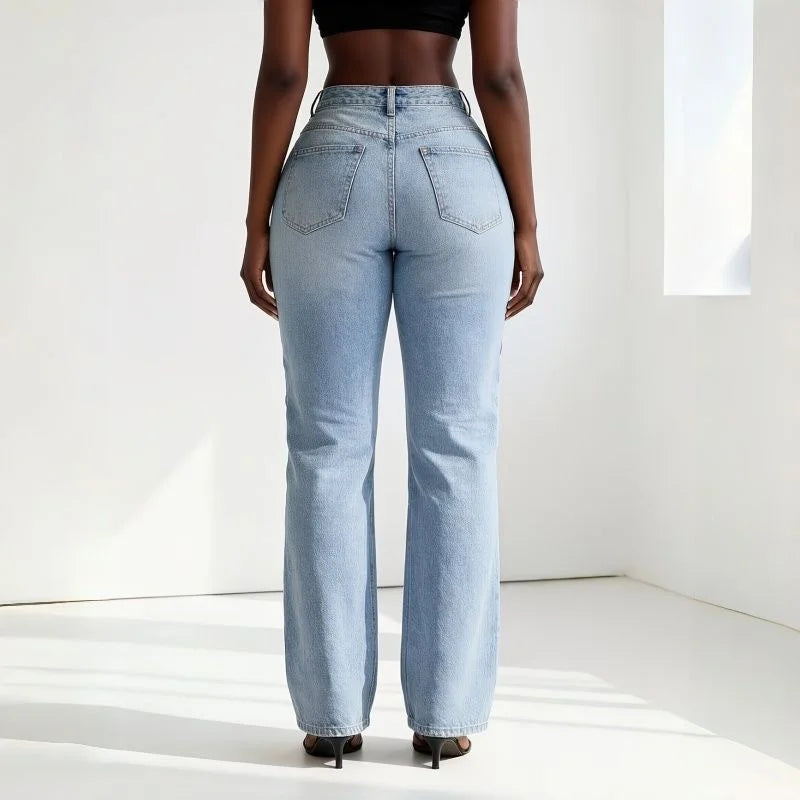 Cutout Metal Ring Bootcut Jeans