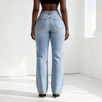 Cutout Metal Ring Bootcut Jeans
