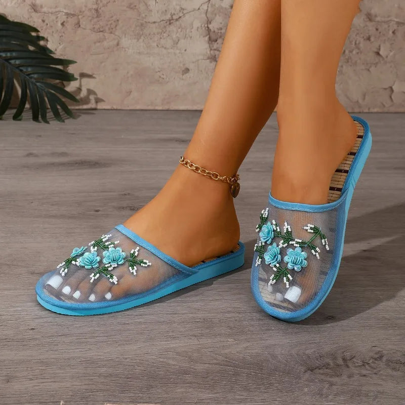 Air Mesh Print Summer Slides