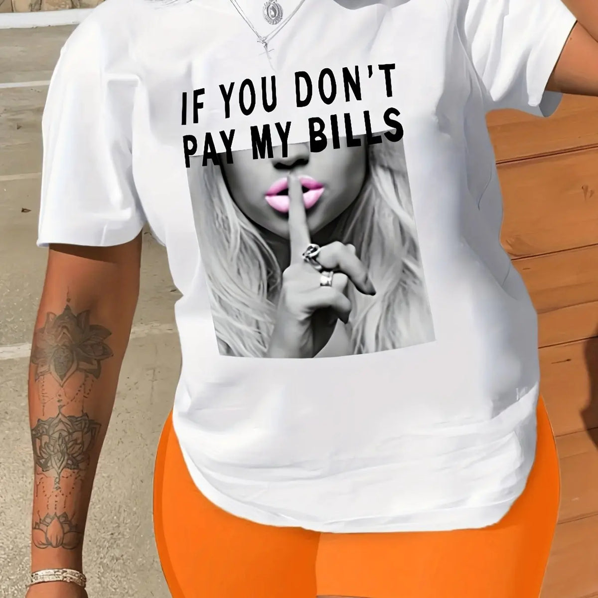 Shut Up Print T-Shirt