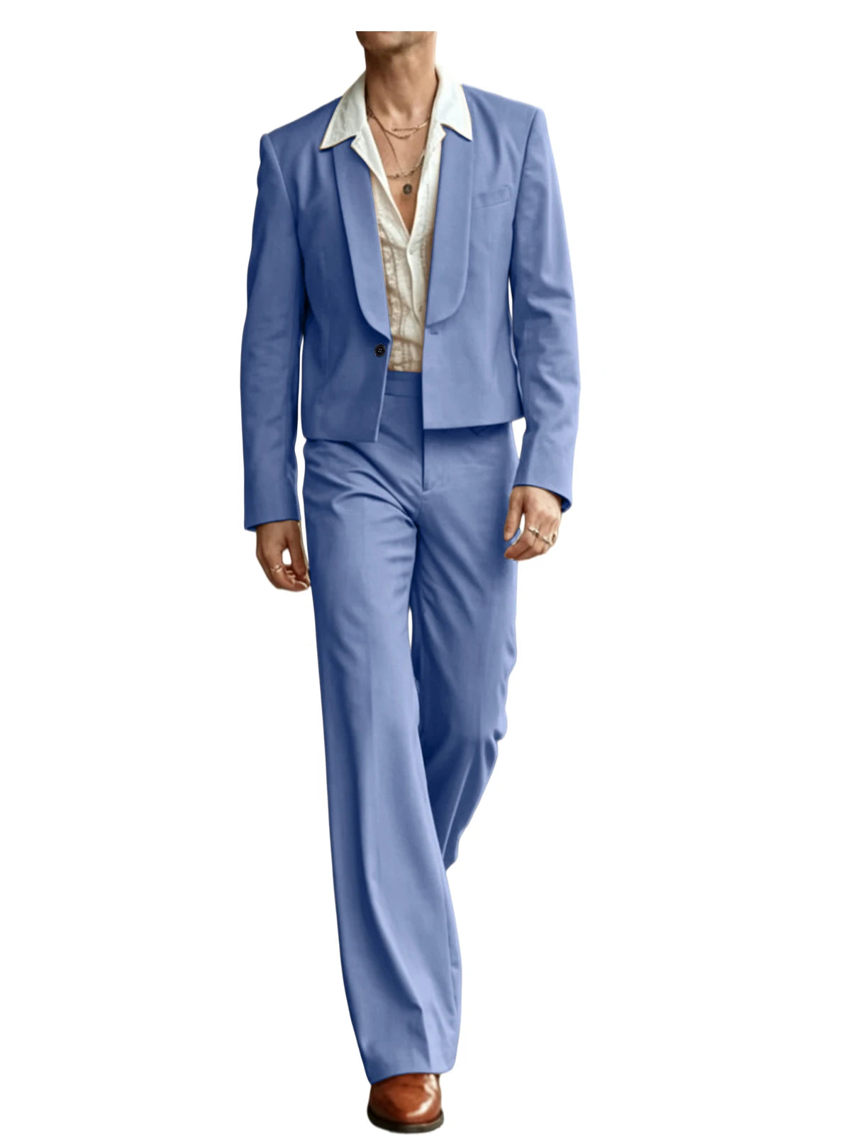 Cropped Blazer Flare Pants Tuxedo Set