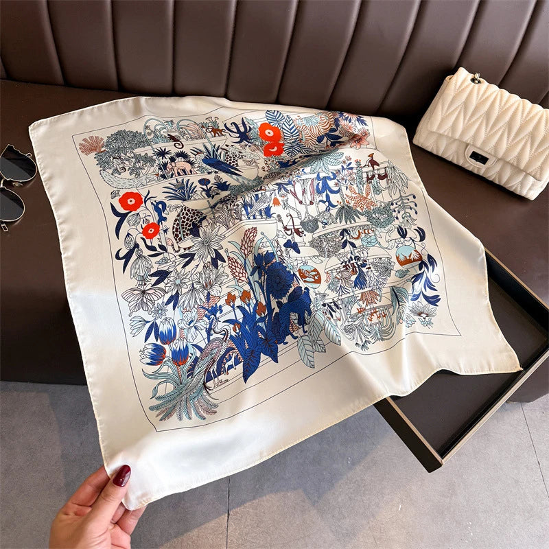 Floral Polyester Square Scarf