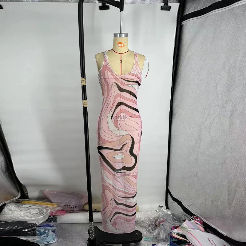 Sheer Mesh Bodycon Maxi Dress