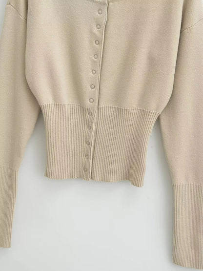 Ribbed Cropped Knit Cardigan