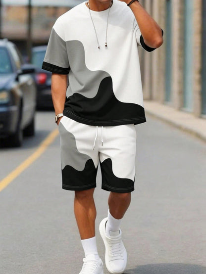 Athletic T-Shirt Drawstring Shorts Set