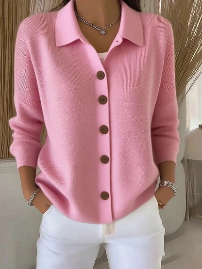 Polo Neck Button Knit Cardigan
