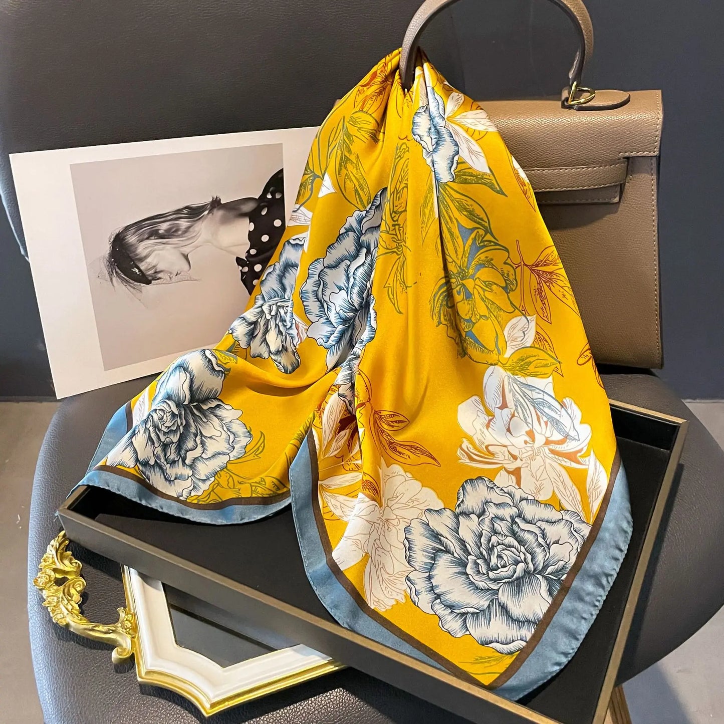 Leopard Print Satin Headscarf