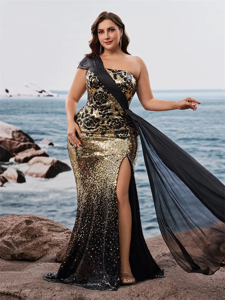 Plus Size Elegant off-shoulder Sleeveless Evening Dresses