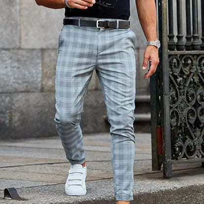 Vintage Checkered Cotton Pencil Pants