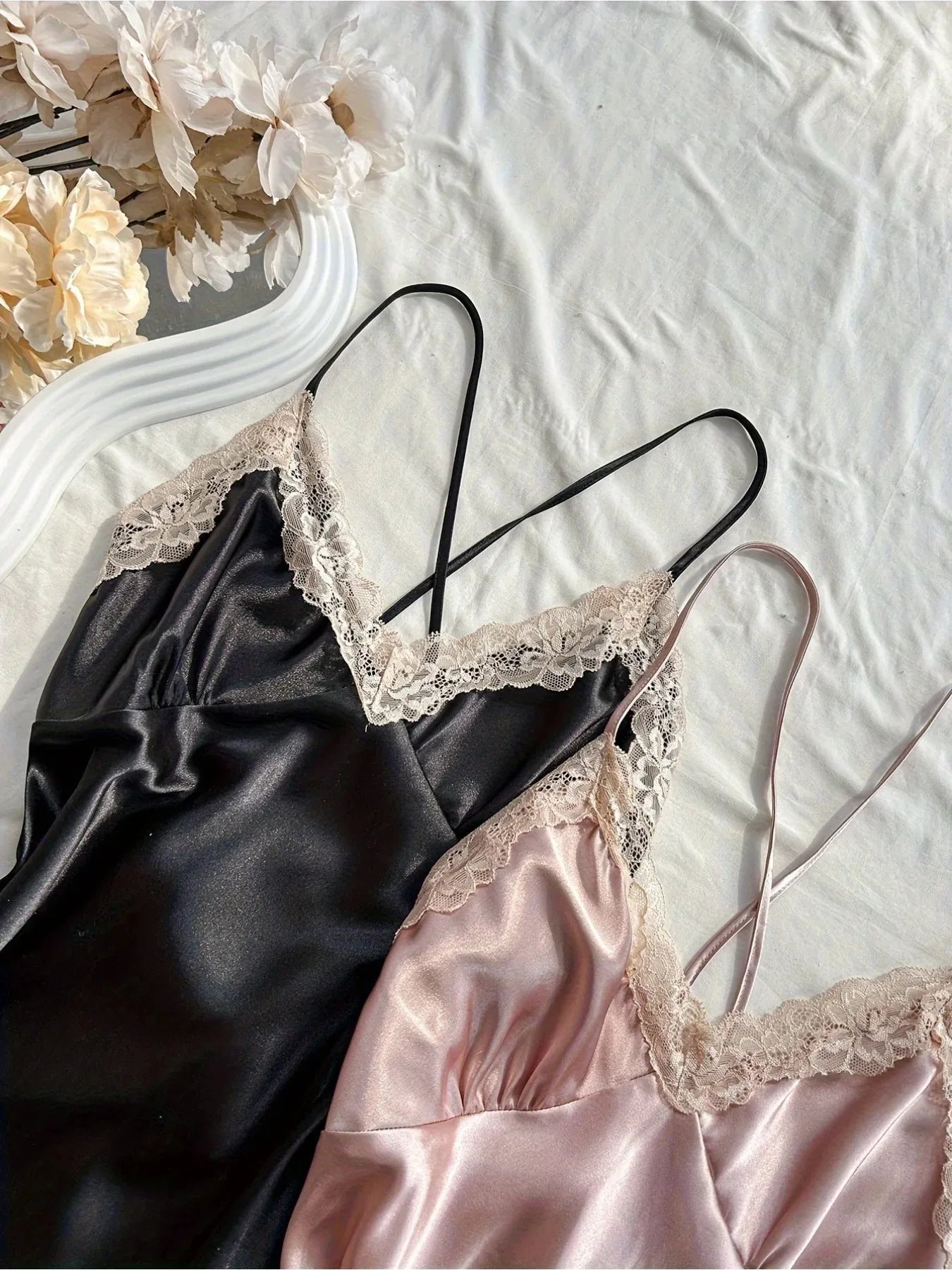 2Pcs Women's Satin Sleepwear Set