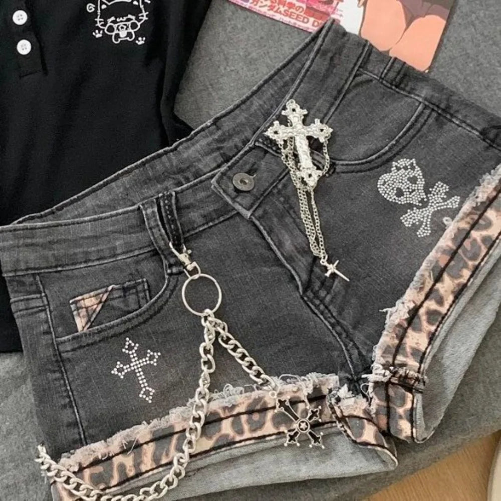 Patchwork Denim Shorts