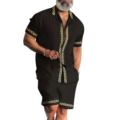 Vintage Button-Down Shirt Shorts Set