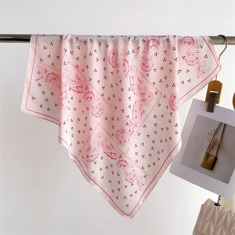 Pink Star Print Square Scarf