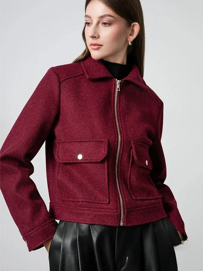 Single-Breasted Zip Pocket Jacket