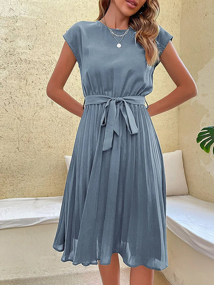 Pleated Flying-Sleeve Dress