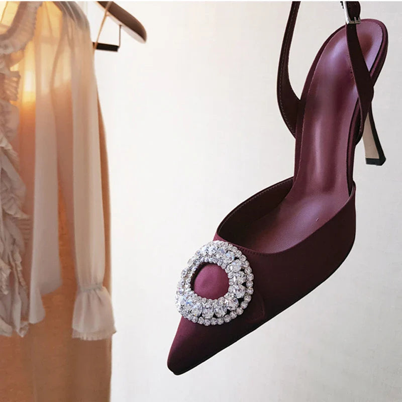 Wine Red Stiletto Sandals