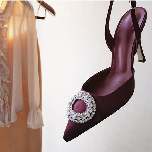 Wine Red Stiletto Sandals