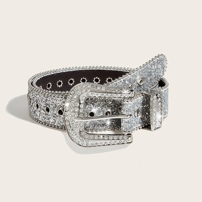 Rhinestone PU Belt